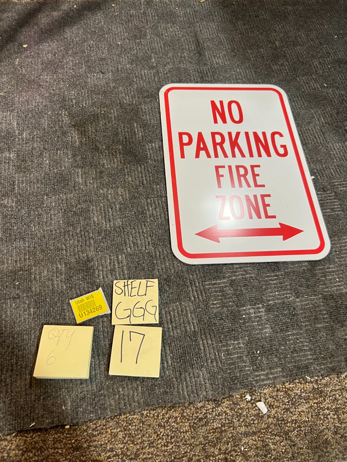 (QTY 6) No Parking Fire Zone with Double Arrow Aluminum Sign