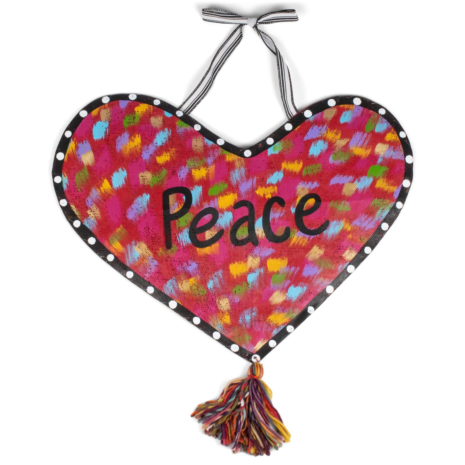 Demdaco Colorful Peace Heart Mesh Door Hanger, Aluminum, 22&Prime;x26&Prime;H