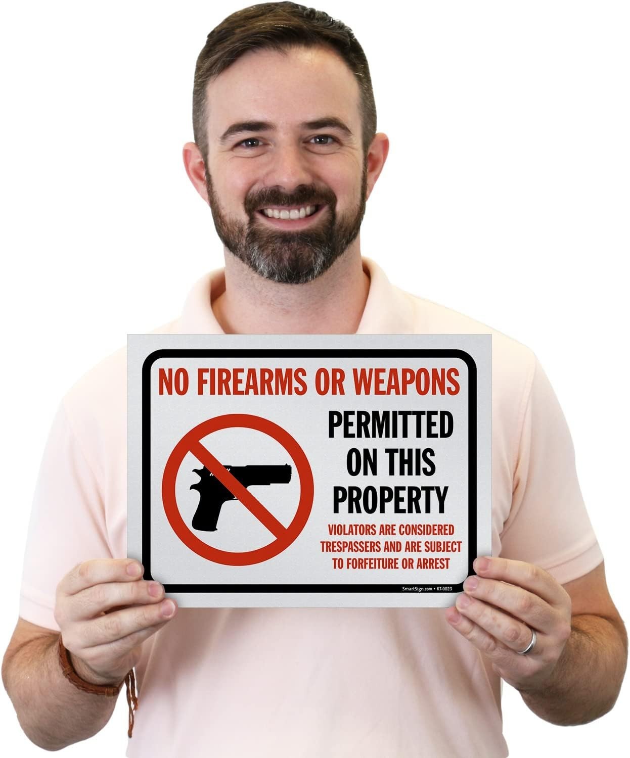 Pack of 5 9 x 12 inch “No Firearms Or Weapons Permitted On This Property” Sig…