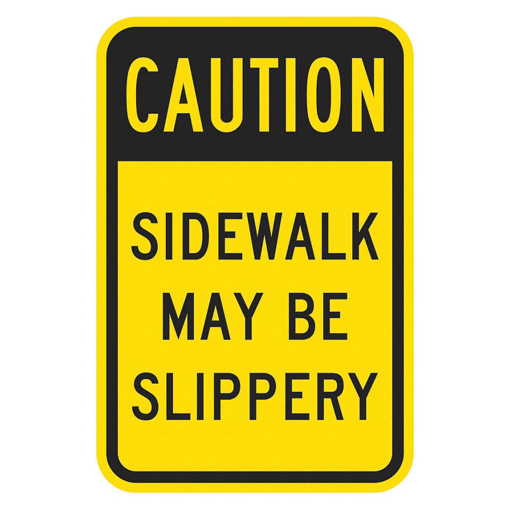 LYLE T1-1366-EG_12x18 Rflctv Slippery Caut Sign,18x12in,Alum 448X85