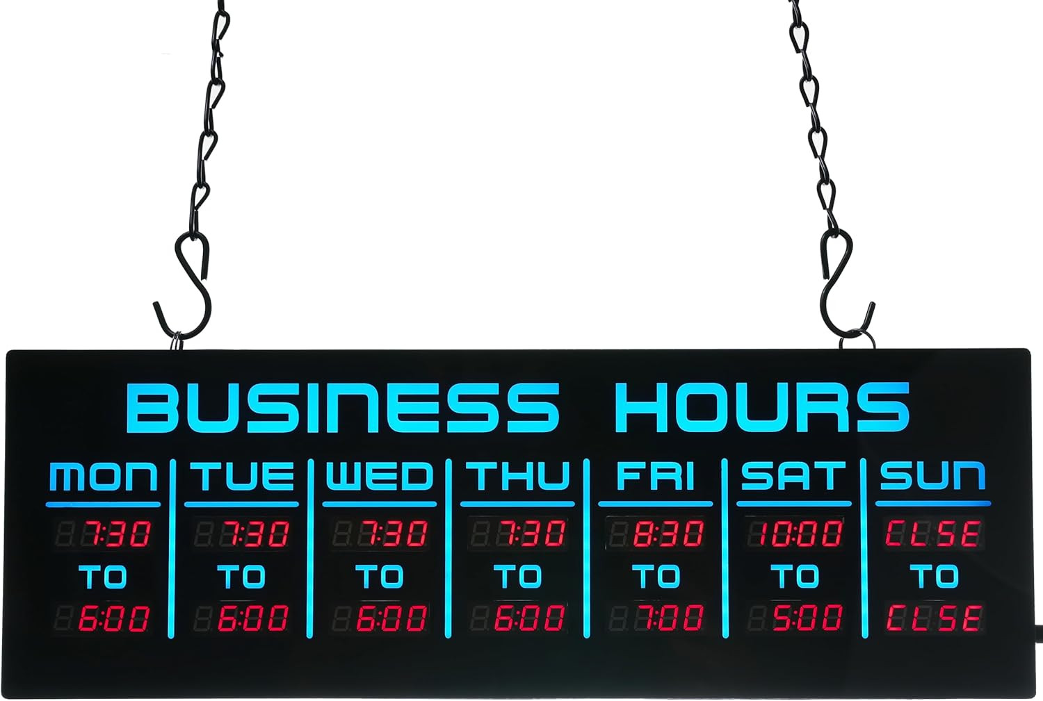 Digital Business Hours Sign LED Store Hours Display Programmable Open Close