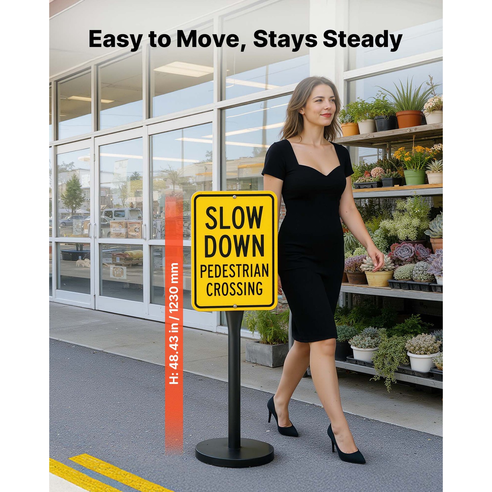 Uimoso Portable Sign Post 2-Pack Sign Stands 4 ft Tall Metal for Outdoor Parking