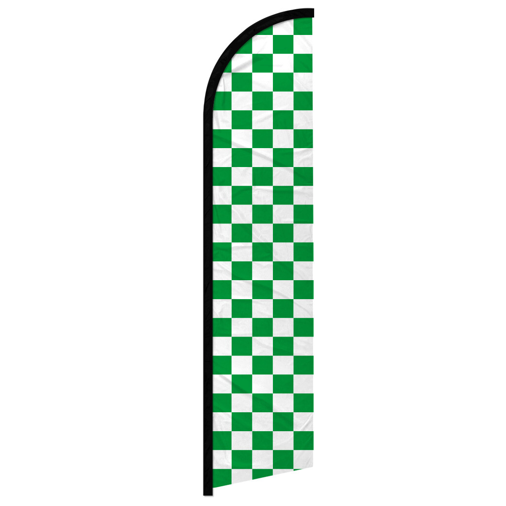 Green & White Checkered Windless Swooper Flag Racing