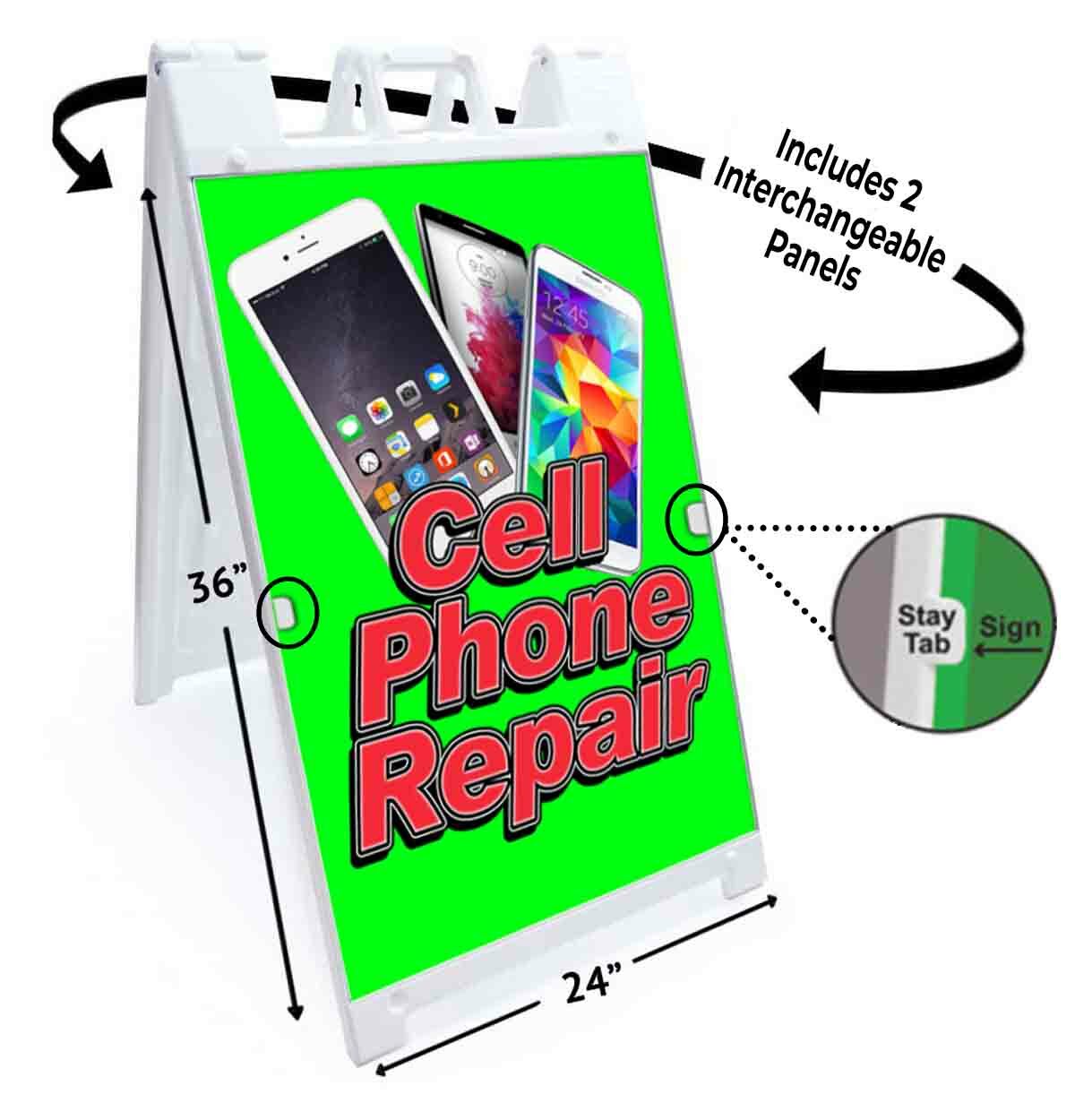 CELL PHONE REPAIR Signicade 24×36 A Frame Sidewalk Sign Double Sided TECHNOLOGY