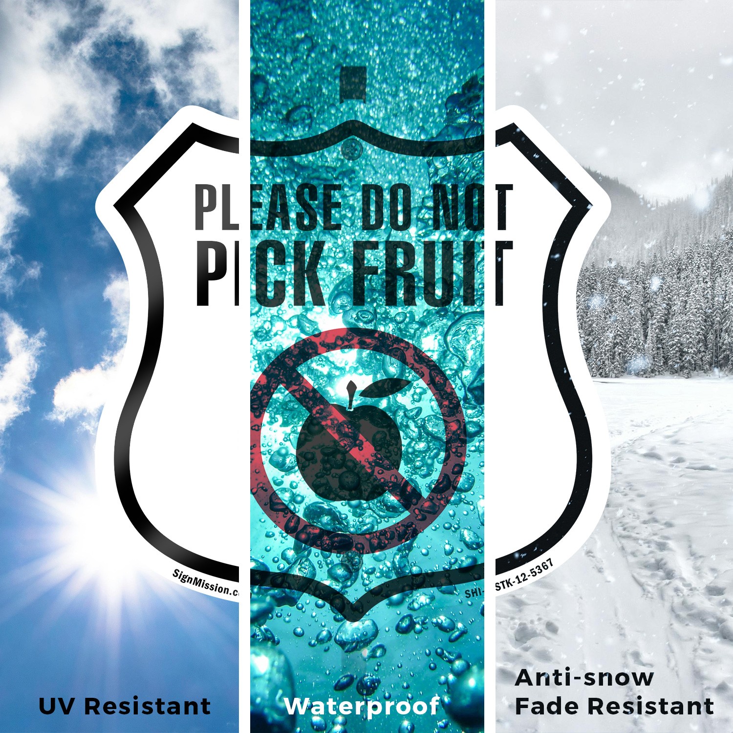 Please Do Not Pick Fruit Shield Shaped Sign With Stake Crafted in the USA