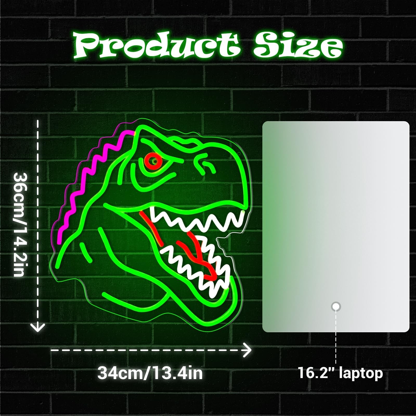 Dinosaur Neon Sign, T-Rex LED Neon Signs Light for Wall and Room Decor, USB D…