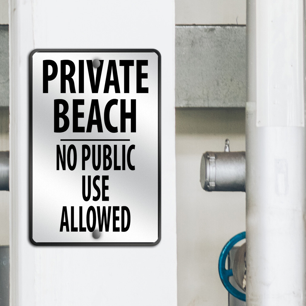 Vertical Metal Sign Private Beach M Restricted Area Weatherproof Street