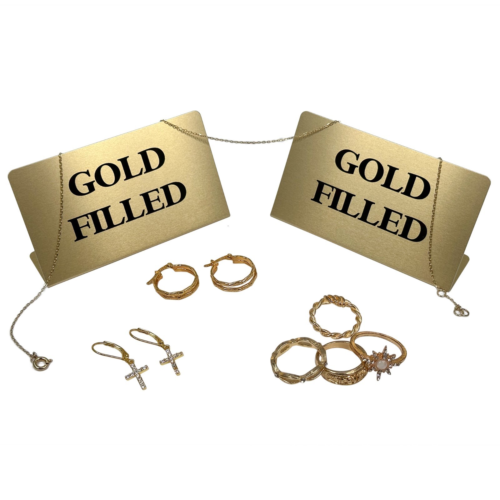 CuteBox Company Metal Display Sign for Jewelry, Retail, Showcases, and more.