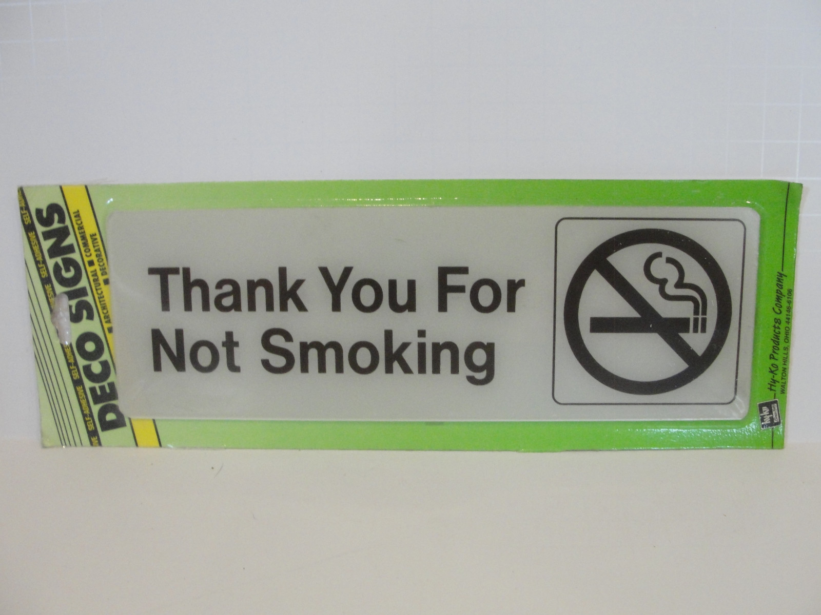 HY KO Products D-13 « Thank You For Not Smoking » Sign 3&Prime; X 9&Prime; – Plastic