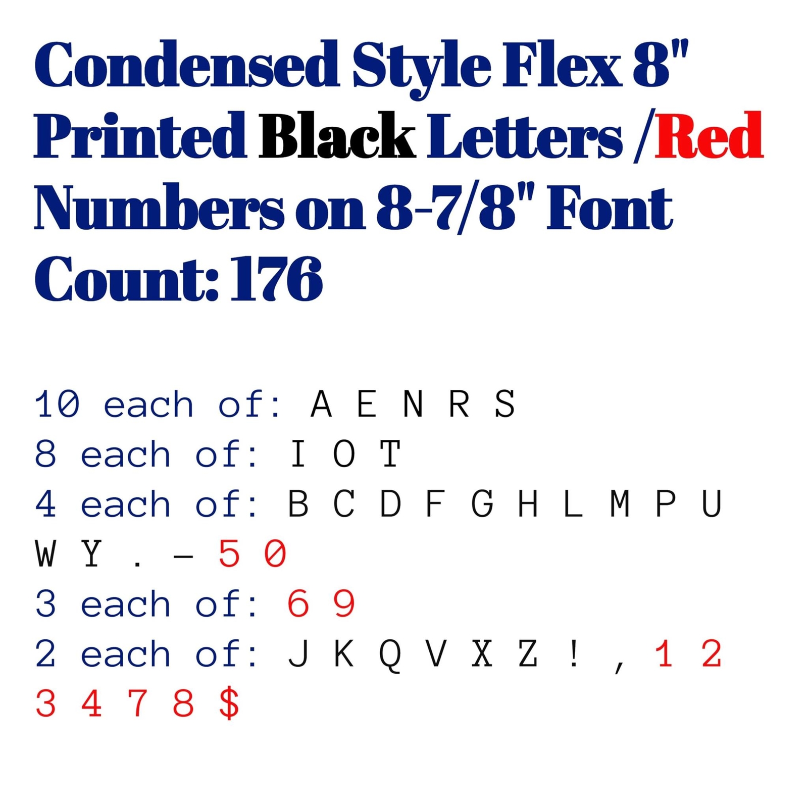 Changeable Outdoor Sign Flexible Letters – Condensed Style – 8&Prime; on 8-7/8&Prime; Black