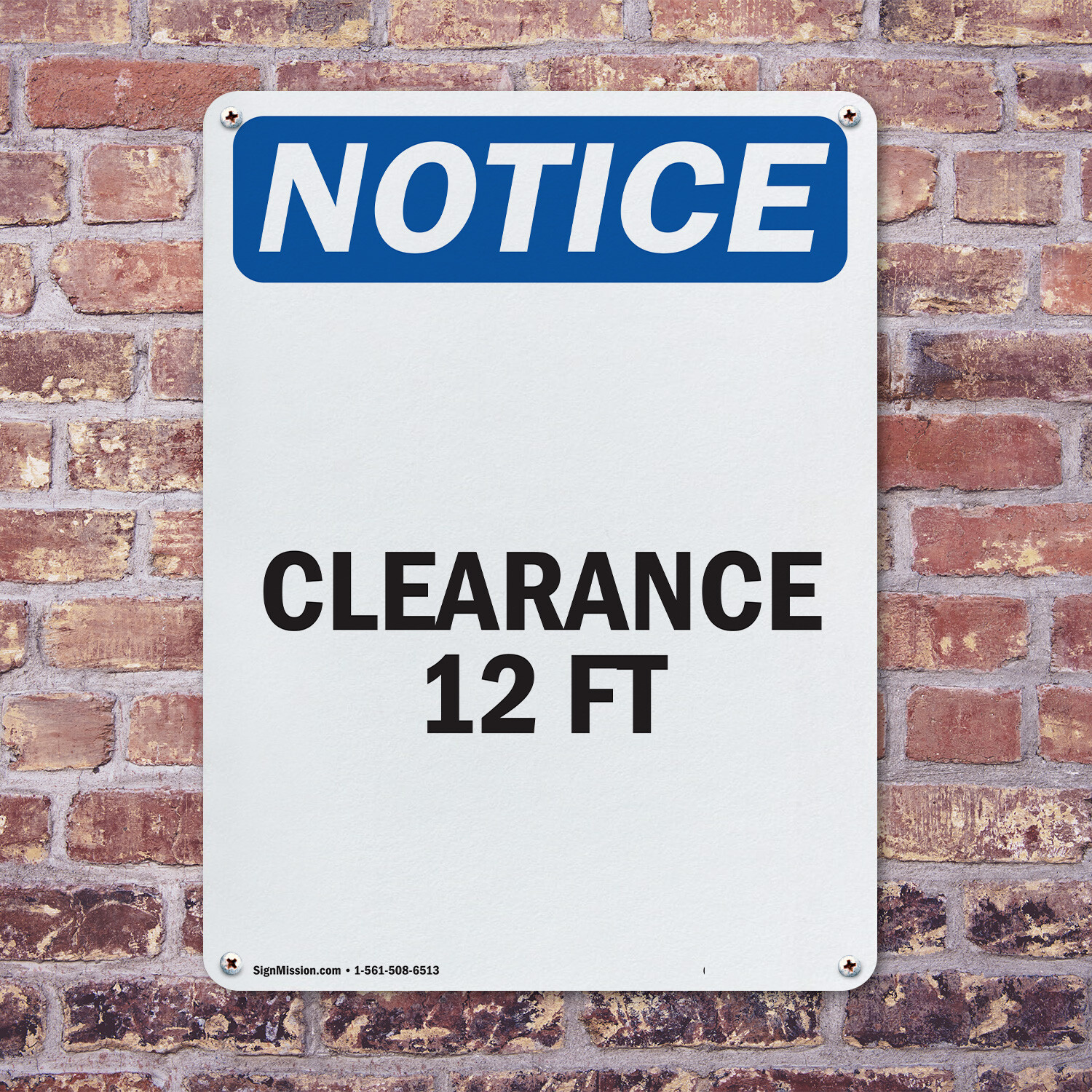 (2 Pack) Clearance 12 Ft OSHA Notice Sign Decal Metal Plastic