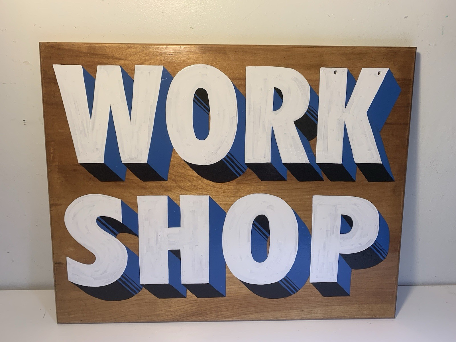Hand Painted WORK SHOP Vintage Wood Retro Auto Garage Sign Wall Art Man Cave MCM