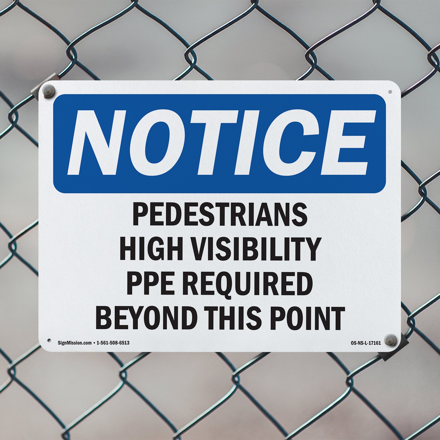 Pedestrians High Visibility PPE Required OSHA Notice Sign, Decal 5 or 10 Pack