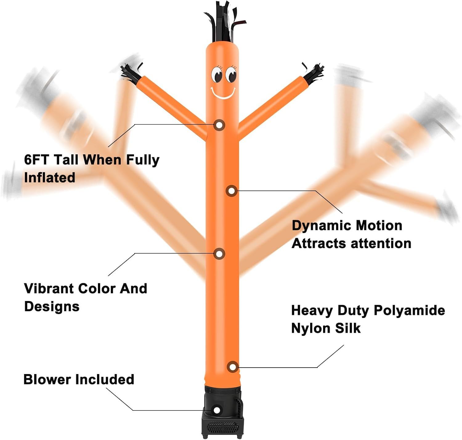 6FT Fly Puppet Dancer with 1/3Hp Blower Complete Set (Orange)