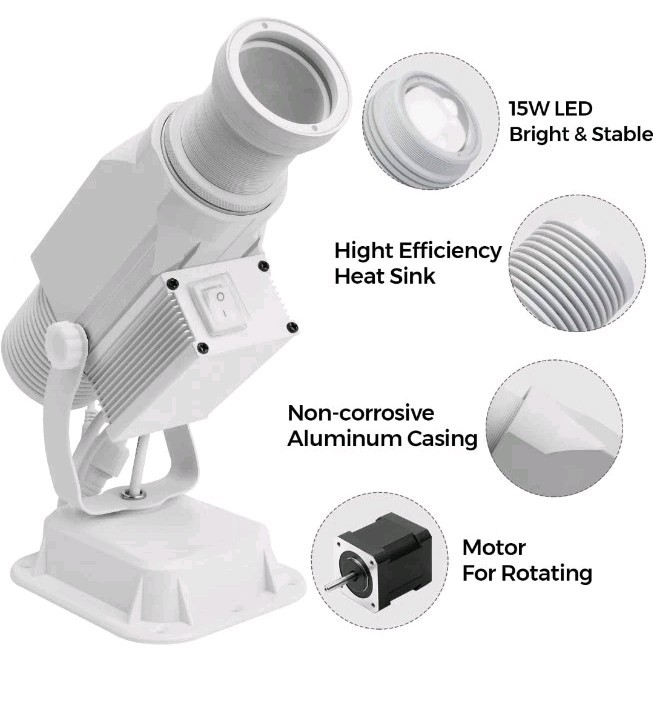 HILITING 15W LED Logo GOBO 2400 Lumens Rotating Projector Outdoor IP65 Waterp…