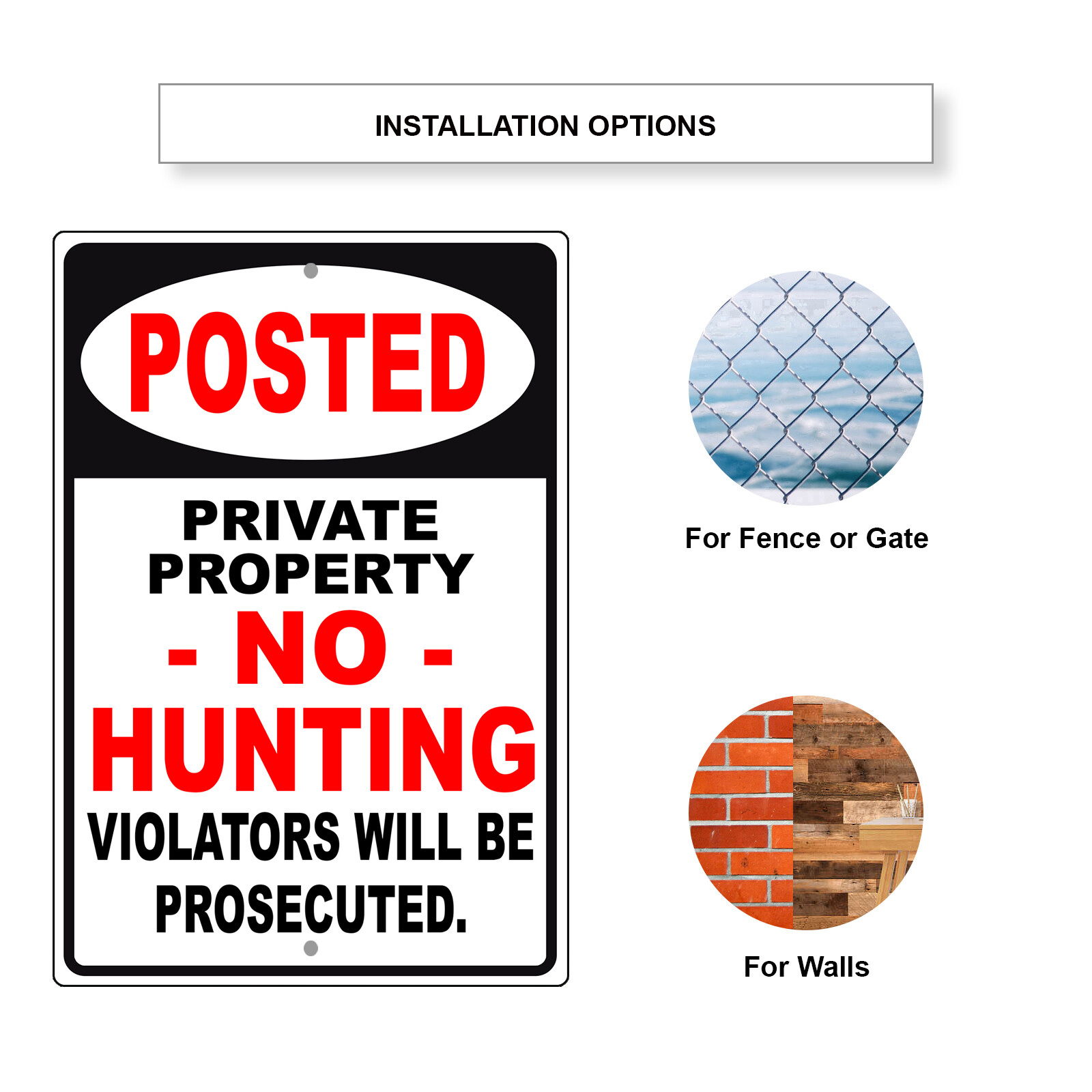 Posted Private Property No Hunting Violators Will Be Prosecuted Metal Sign