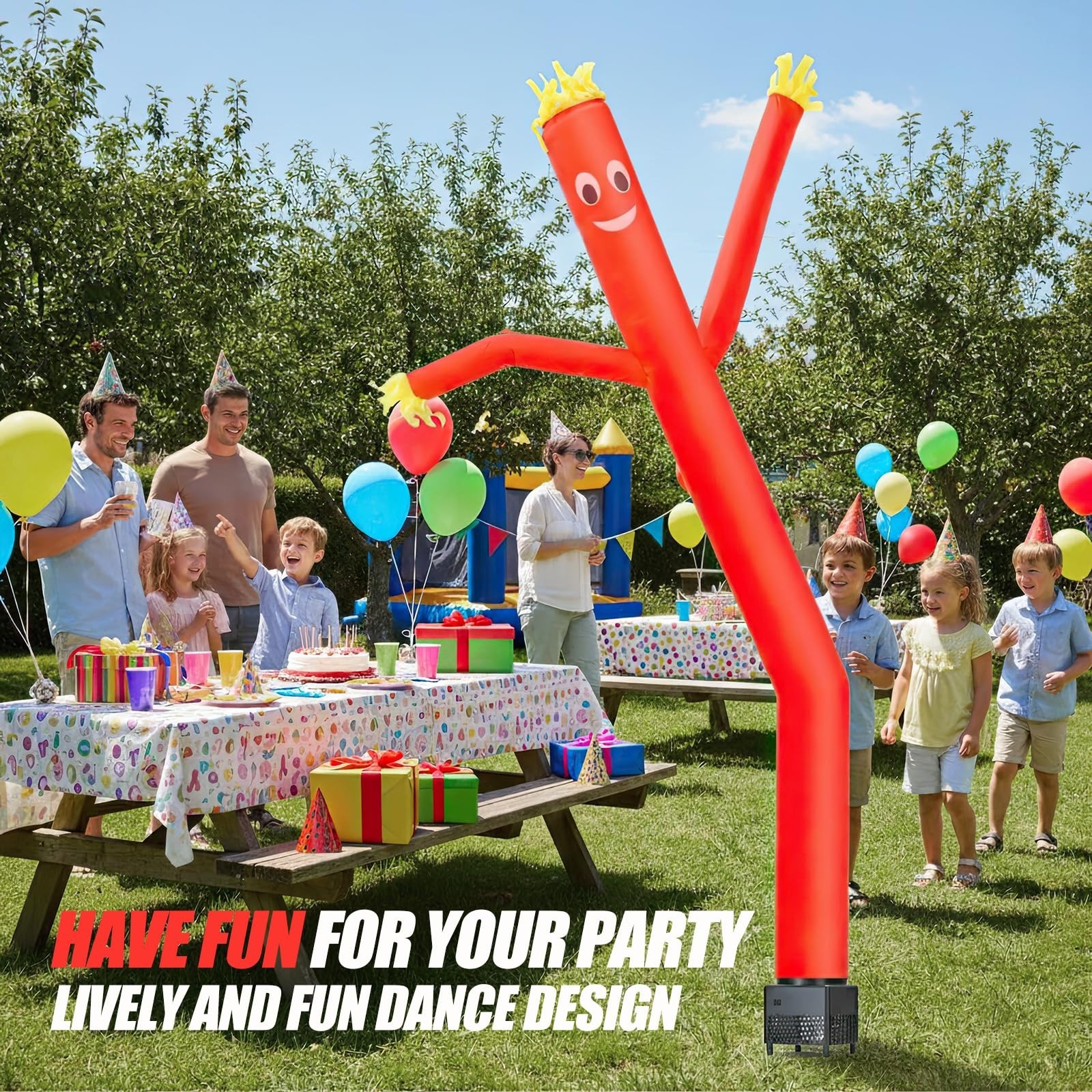 6ft Inflatable Waving Tube Man with Blower – Red Air Dancer for Business Promoti