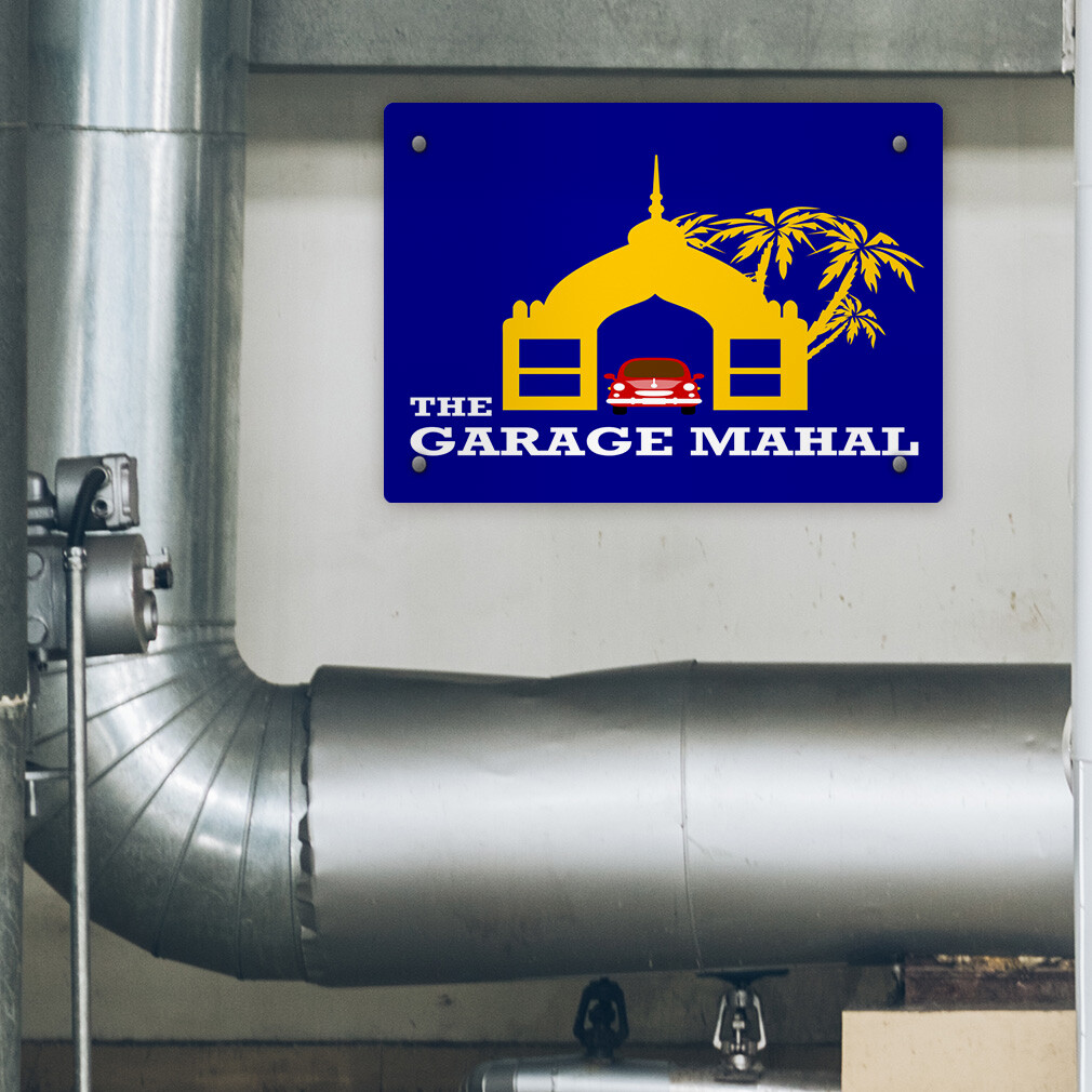 Horizontal Metal Sign The Garage Mahal Parking Weatherproof Street Signage