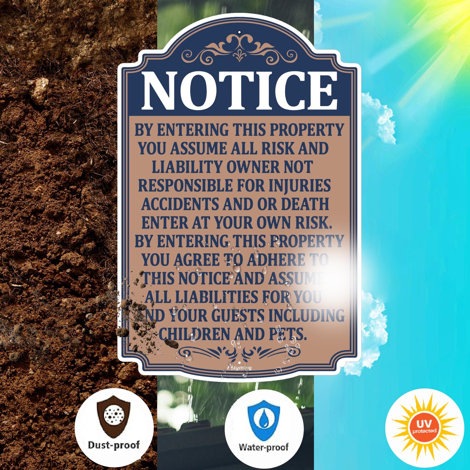 Folyming 2 Pack Notice Not Responsible For Accidents Or Injuries Enter At Your