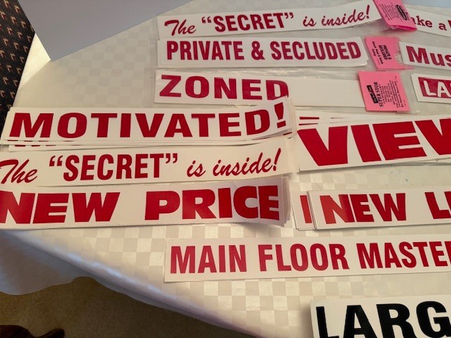 Lot of 106 Realtor Real Estate Peel & Stick RIDER SIGNS Sale Pending New Price +