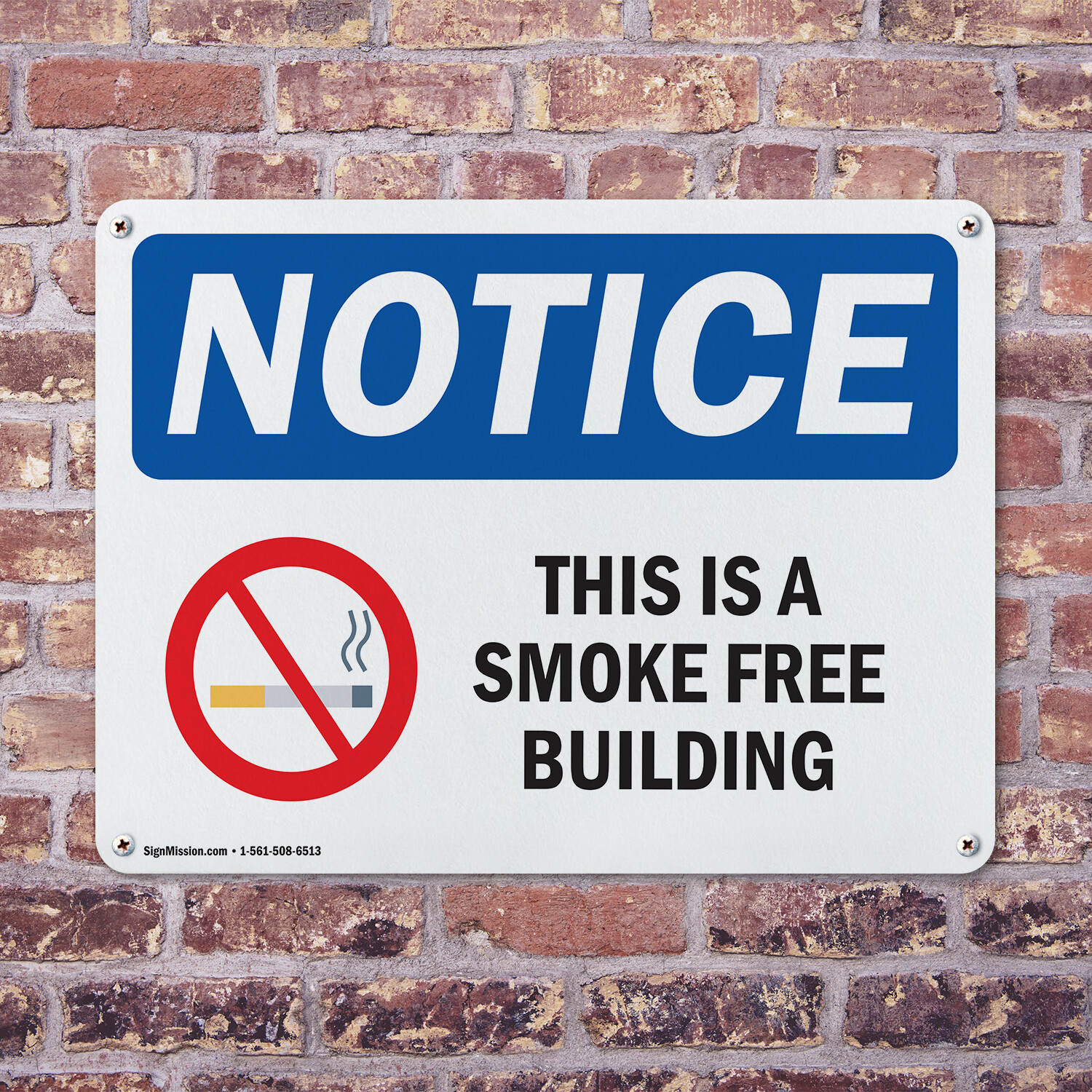 (2 Pack) This Is A Smoke Free Building OSHA Notice Sign Decal Metal Plastic