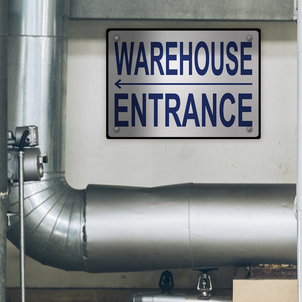 Horizontal Metal Sign Left Directional Brushed Aluminum A Warehouse