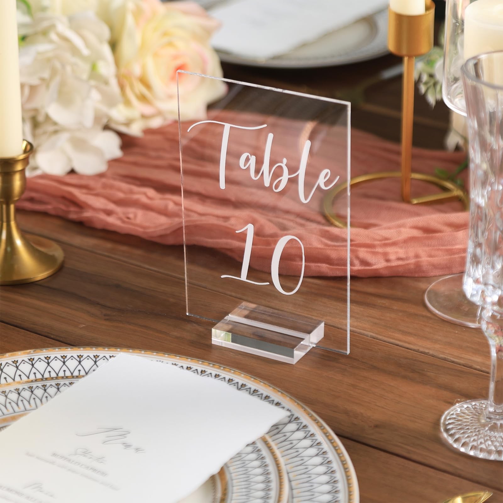 Acrylic Wedding Table Number 1-20 with Stand | 4×6 inch Printed Calligraphy, …