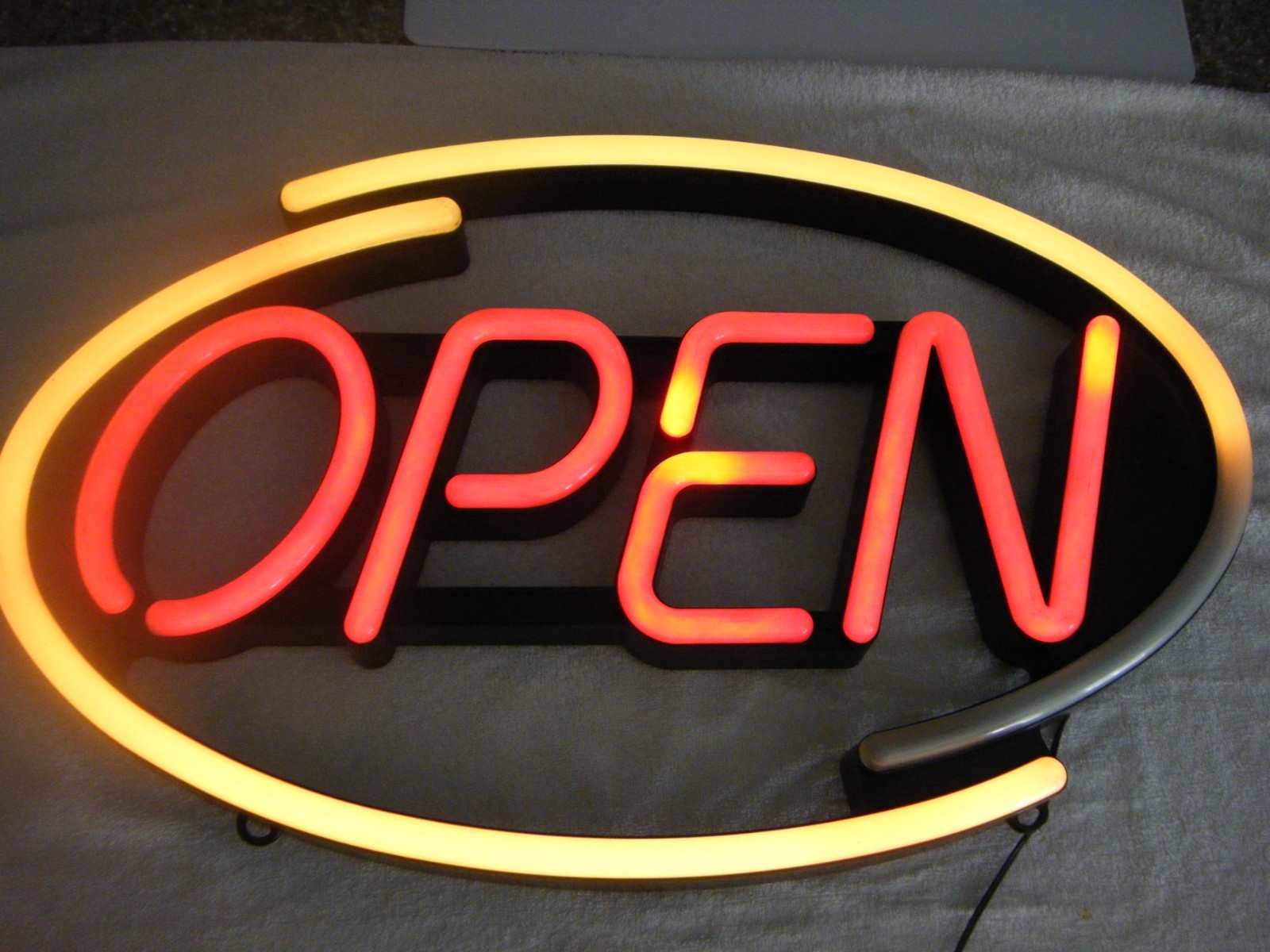 😉 ANIMATED MULTI-COLOR ILLUMINATED RETAIL COMMERCIAL OVAL OPEN SIGN 27” 3PT8