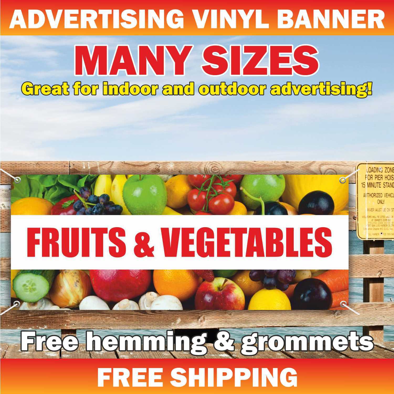 FRUITS VEGETABLES Advertising Banner Vinyl Mesh Sign Healthy food farm bar stand