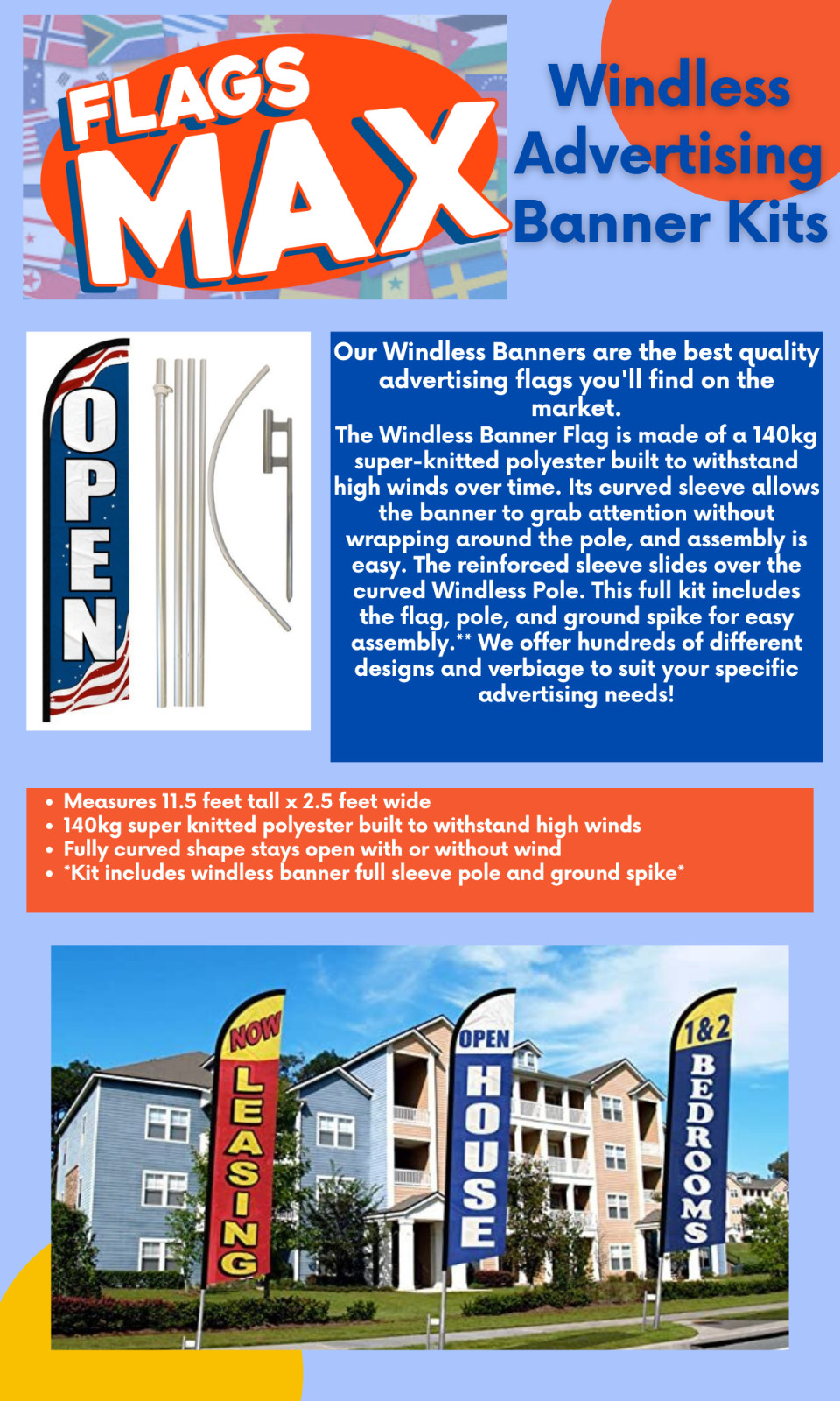 Smoothies Windless Advertising Flag & Pole Kit