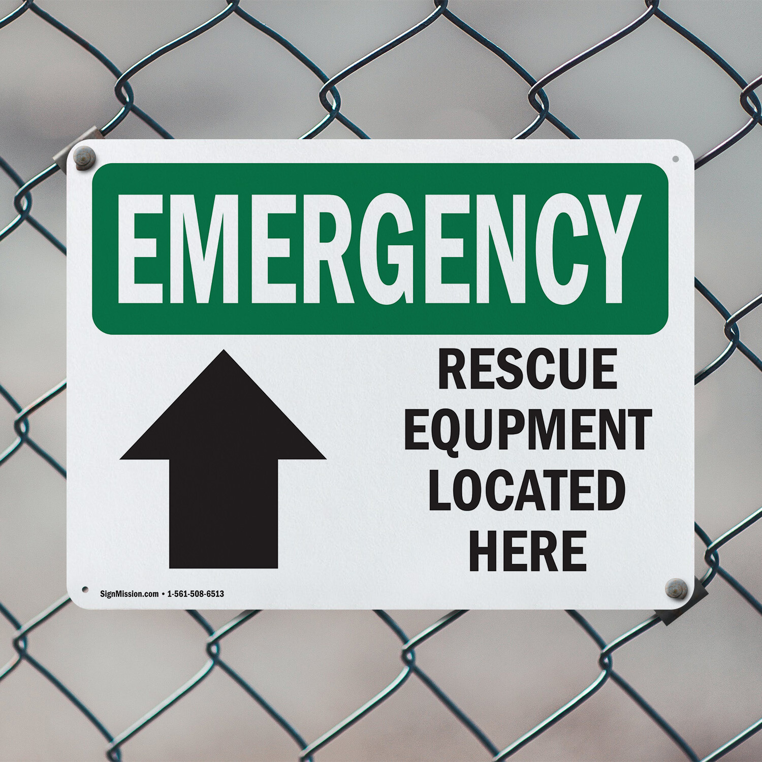 (2 Pack) Rescue Equipment Located Here OSHA Emergency Sign Decal Metal Plastic