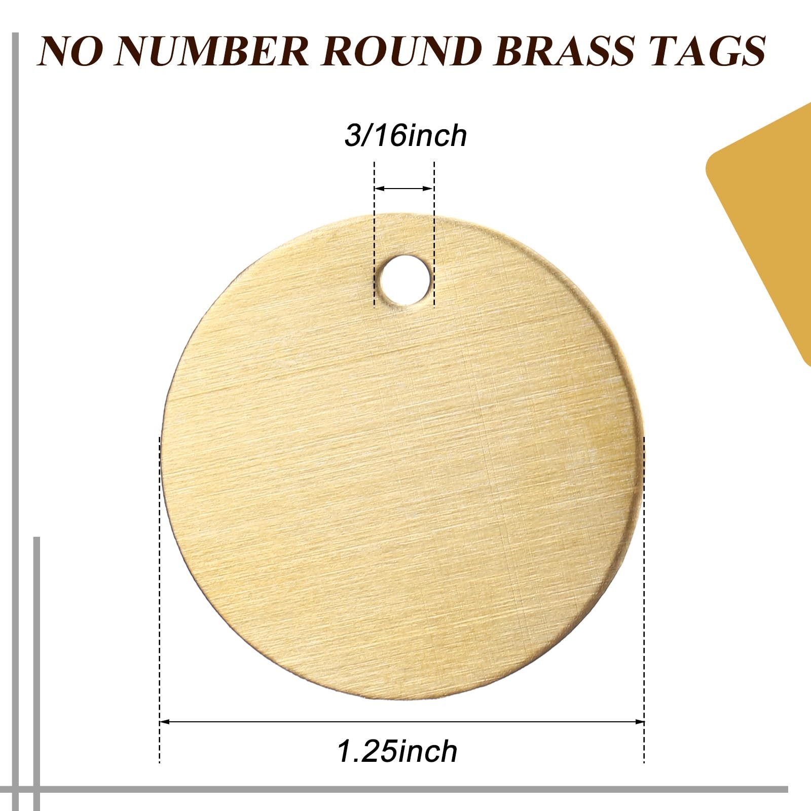 Solid Brass Tags 1.5 Inch Round Golden Blank Stamping ID 75 PCS