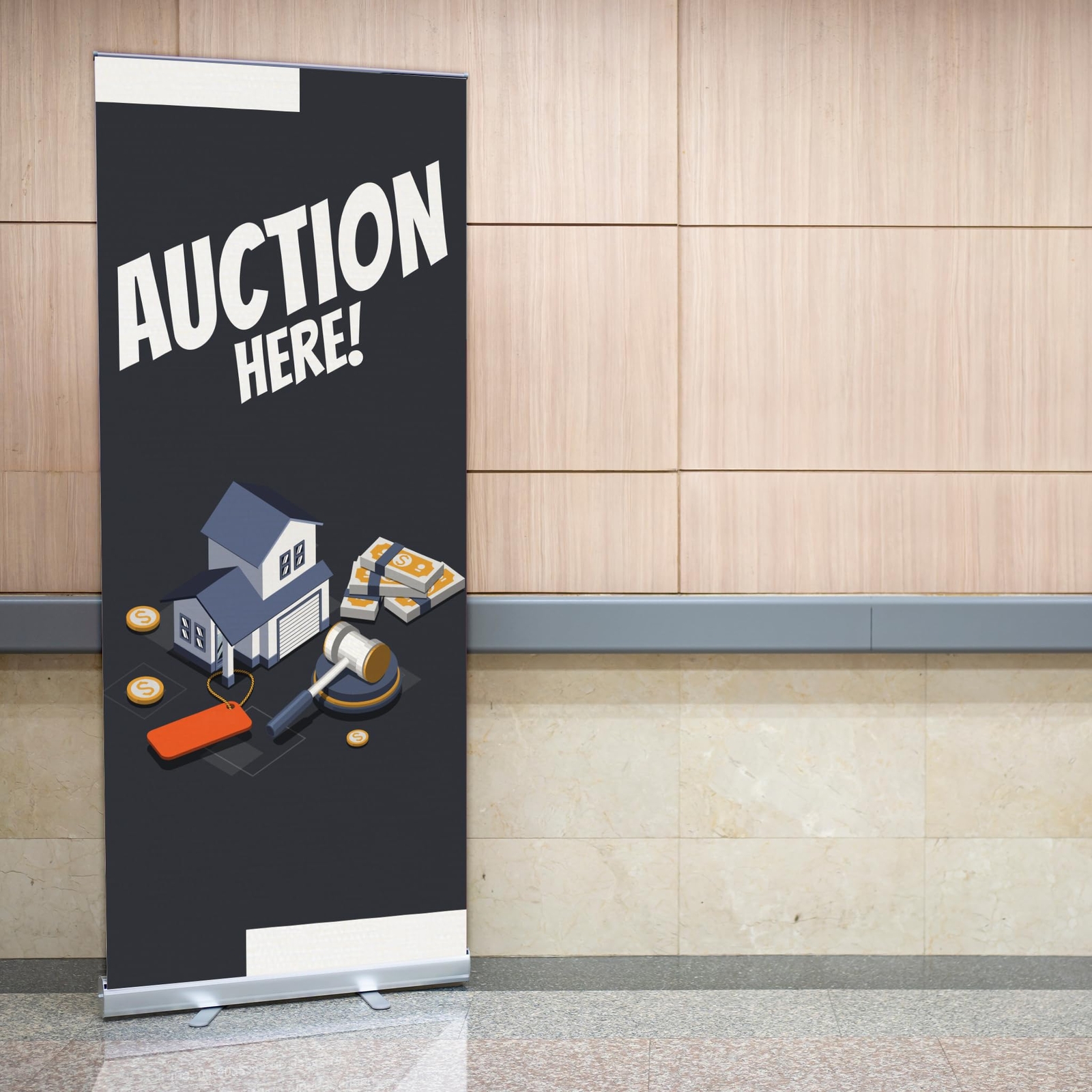 Real Estate Sign Retractable Banner Stand | Backdrop Roll-up Banner Sign Stand