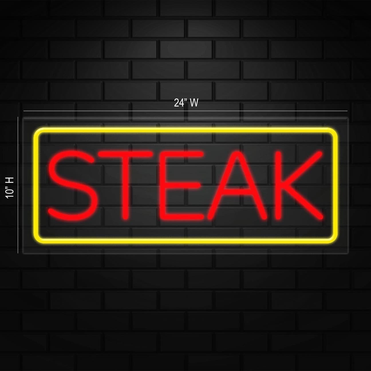 Steak Neon Sign for Retail Displays | LED Flex Neon | 24&Prime;W x 10&Prime;H x 1&Prime;D
