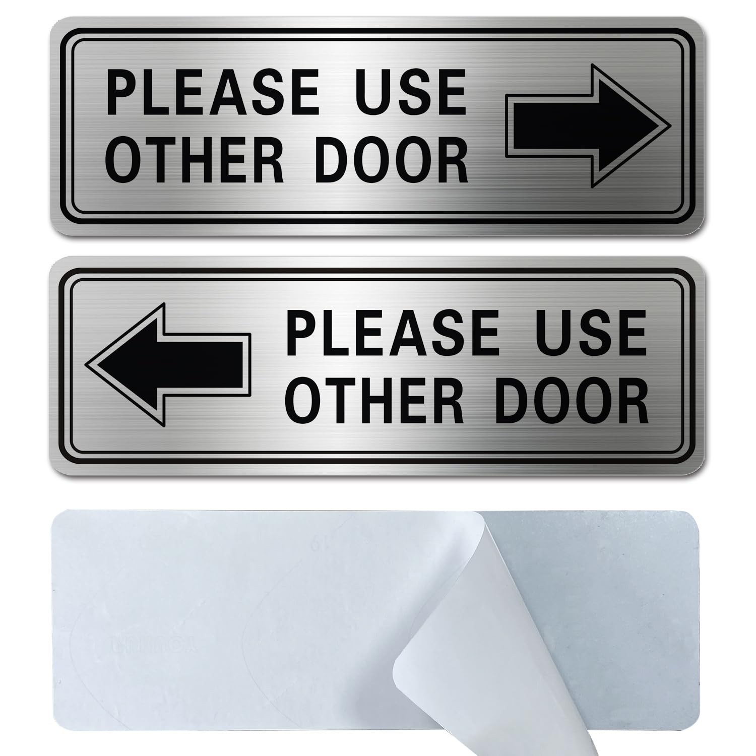 Metal Stainless Steel Please Use Other Door SignLeft Right ArrowWith Self Adh…