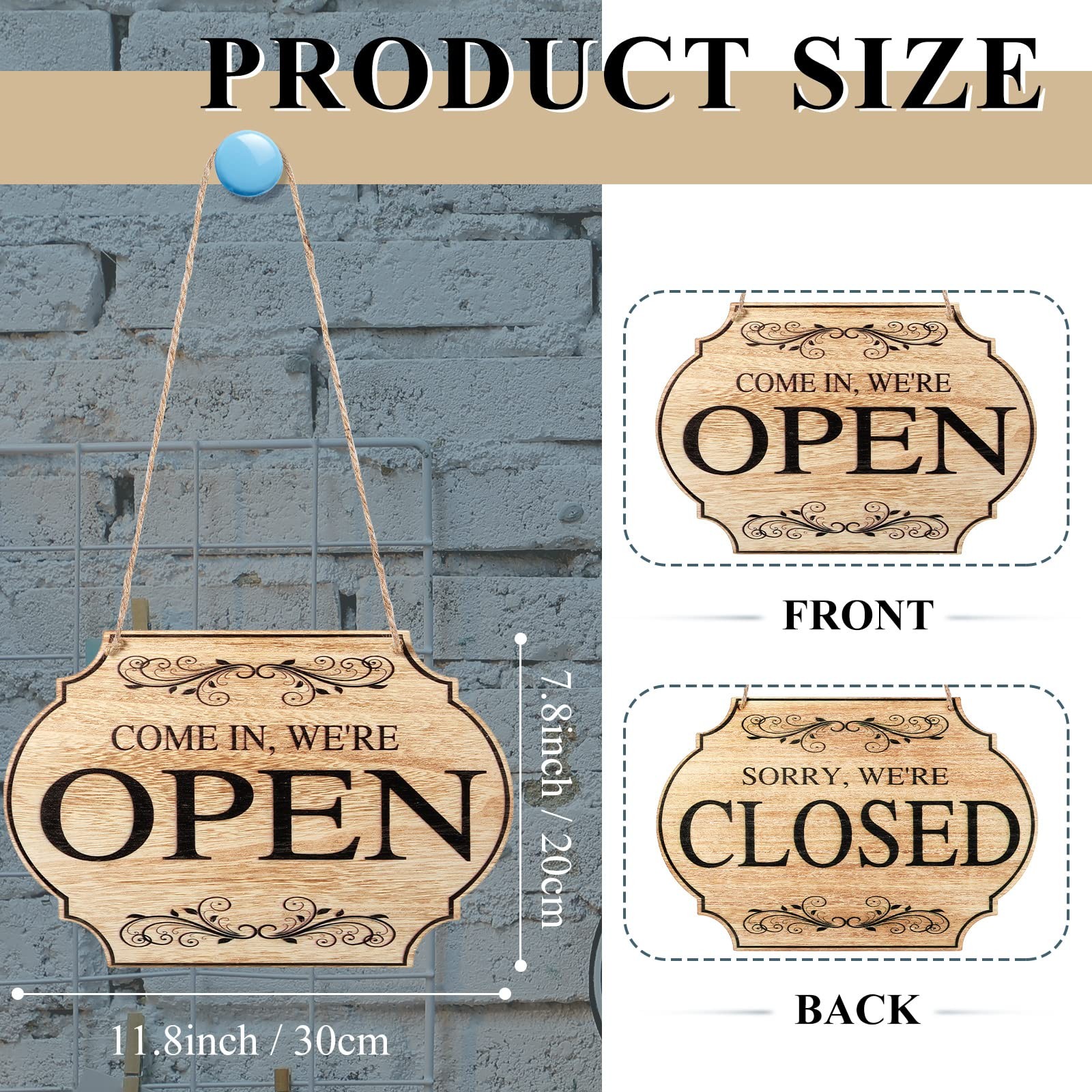Open Closed Sign for Business, 11 x 8 Waterproof Double Sided Come In or Clos…