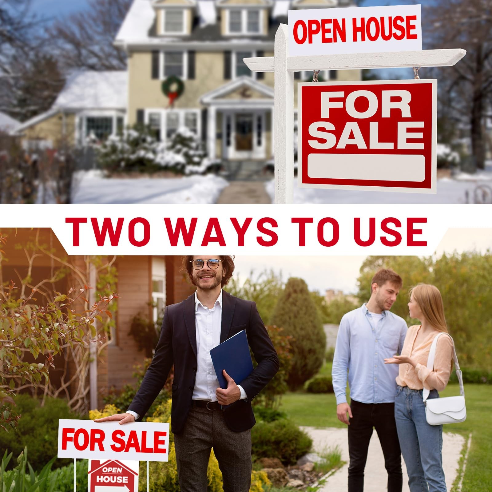 12 Pcs Real Estate Rider Signs, 6 x 17.2 Inch, 24 Stakes, Coming Soon, Sold S…