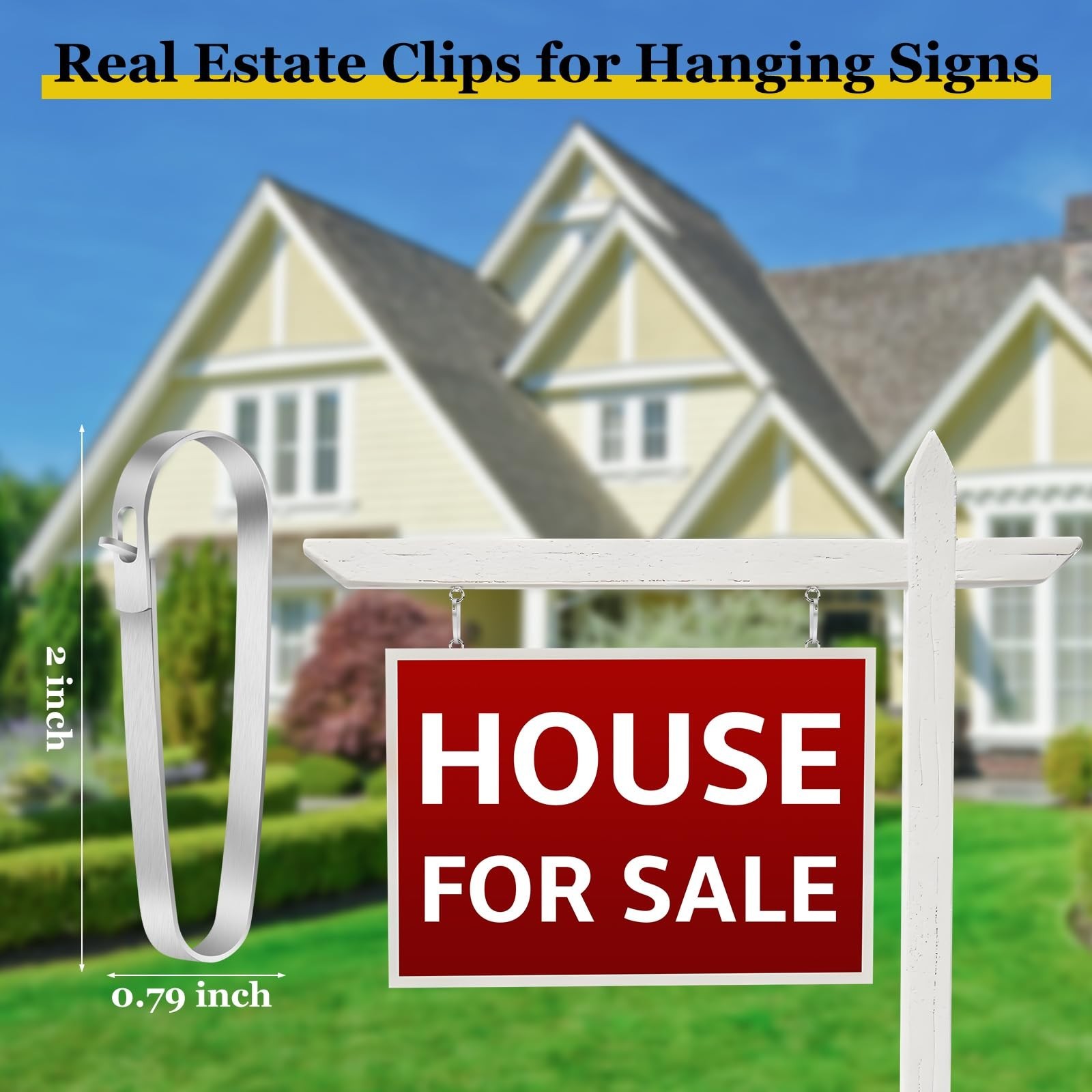 Daletu 16 PACKS Real Estate Sign Clips for Hanging Signs, Real Estate Sign Ri…