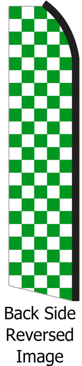 CHECKERED Green White Checker SWOOPER FLAG Flutter Feather Tall Sign Banner 1949