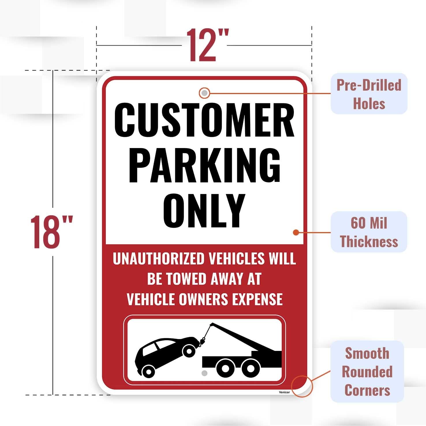 2PC Customer Parking Sign, 18 x 12 Inches – Aluminum – Customer Parking Only …
