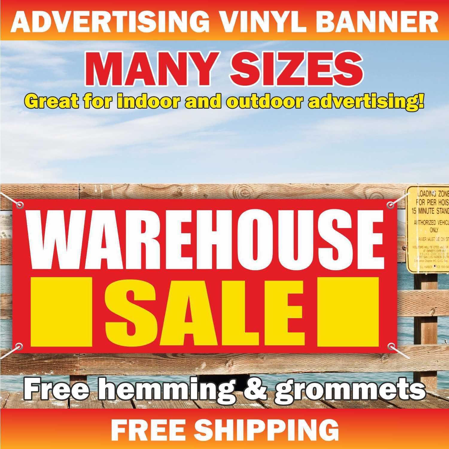 WAREHOUSE SALE Advertising Banner Vinyl Mesh Sign Wholesale Store Discount Shop
