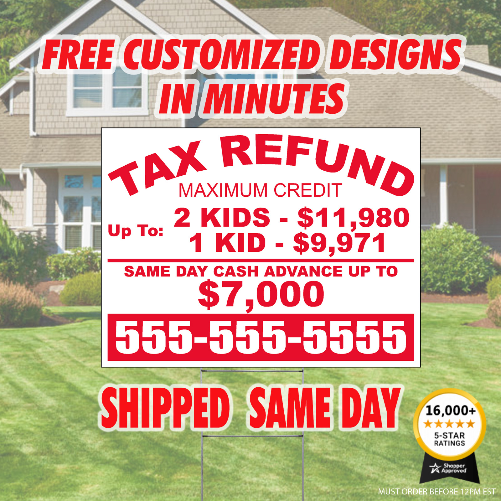 Custom Yard signs , Same Day Production, Shipped Same Day, Free Shipping