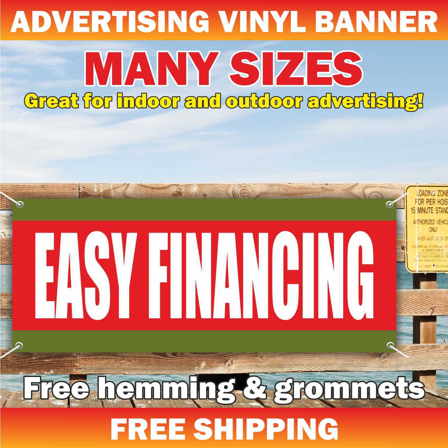 EASY FINANCE Advertising Banner Vinyl Mesh Sign Used Car Auto Sales Lot credit