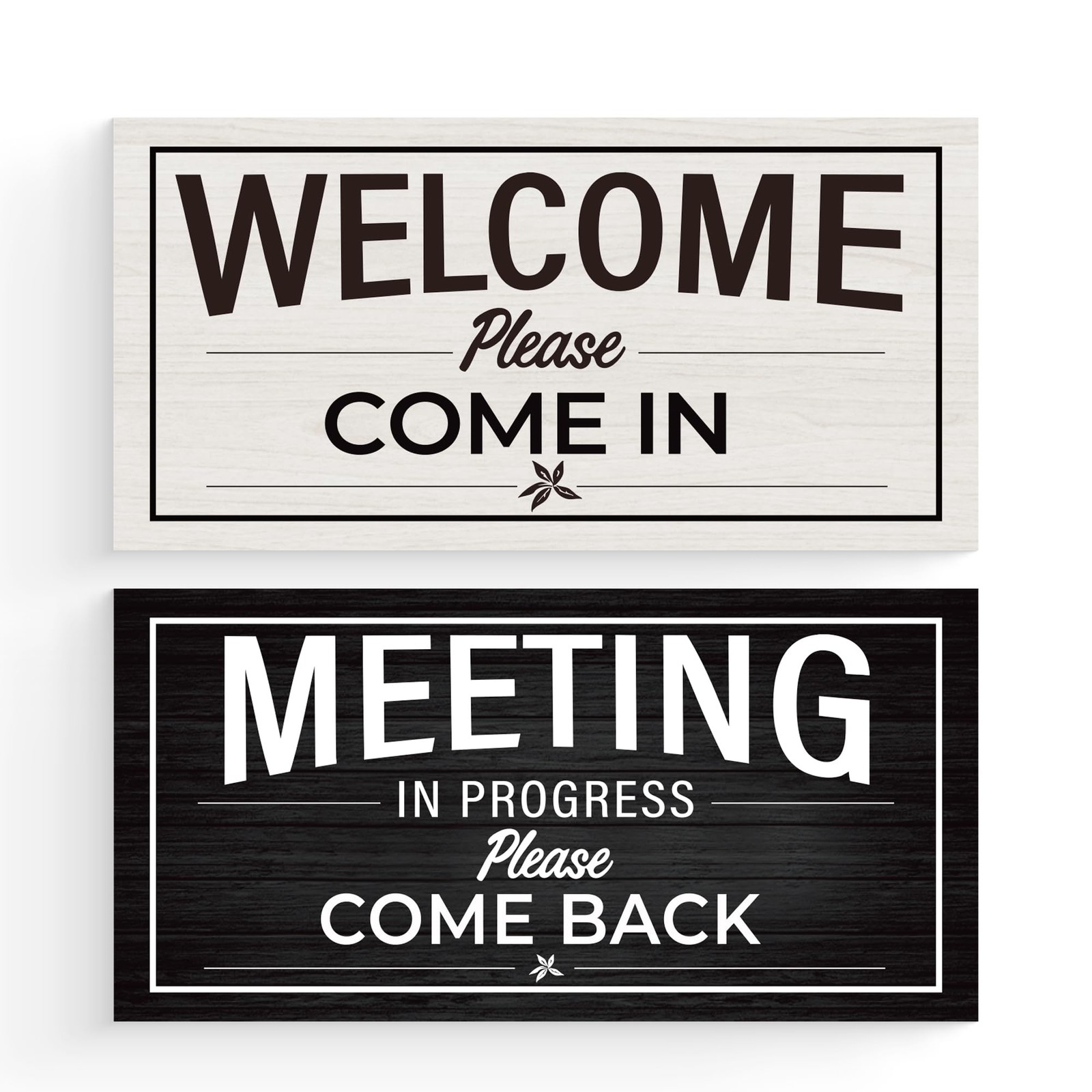 Double-Sided Office Door Hanger Sign, Acrylic “Welcome Please Come In” &“Meet…