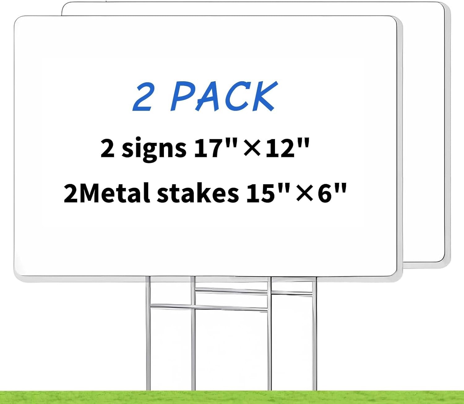 2 Pack 17×12 Inch Blank Yard Signs – Customizable Double-Sided for Events