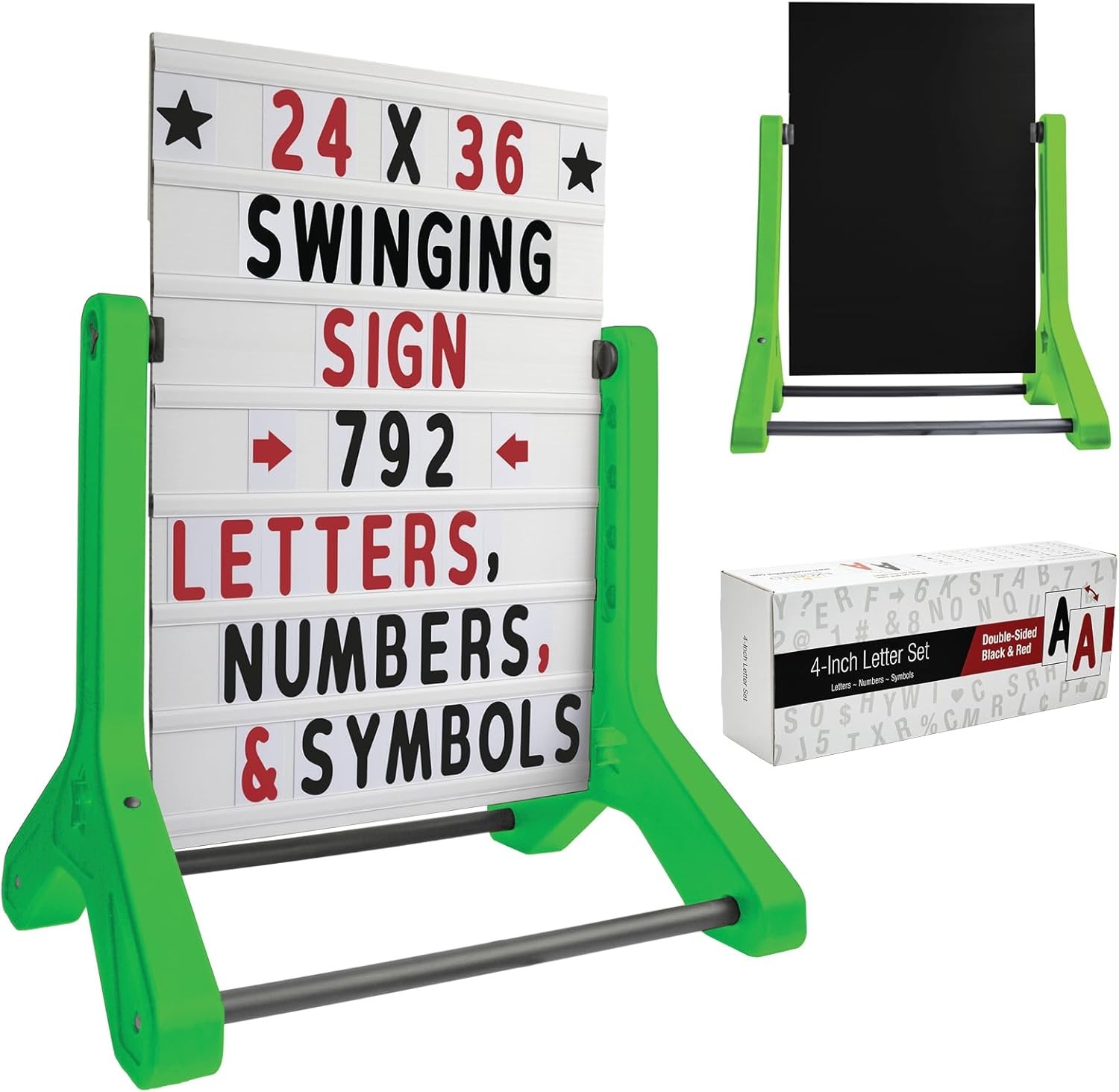 Swinging Changeable Message Sidewalk Sign 24&Prime; x 36&Prime; Sign W/ 792 Pre-Cut Double