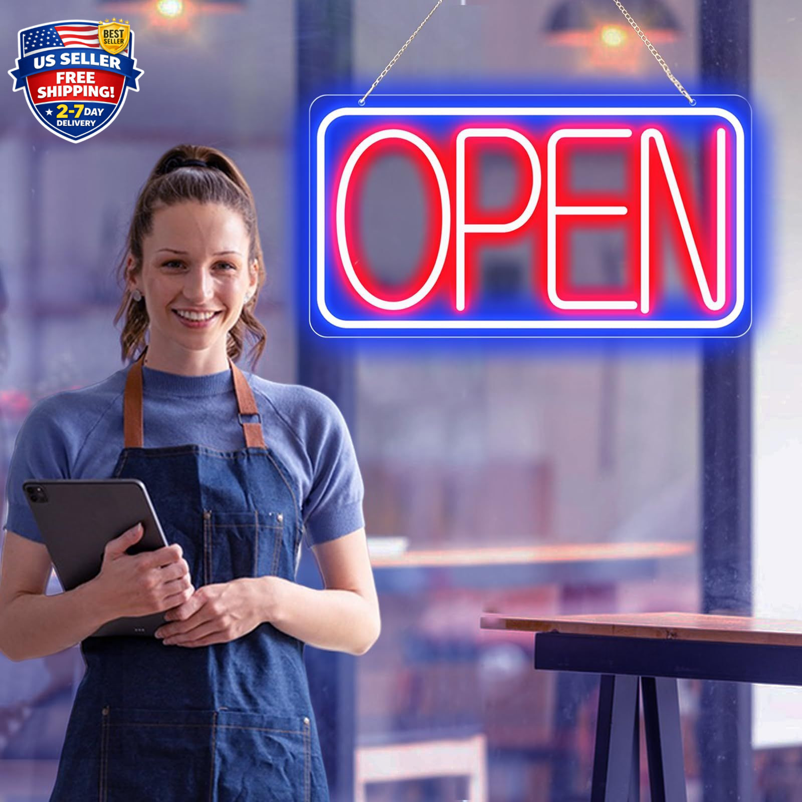 16.5&Prime; X 9&Prime; Led Neon Open Signs for Business Ultra Bright Plug In Electric Light