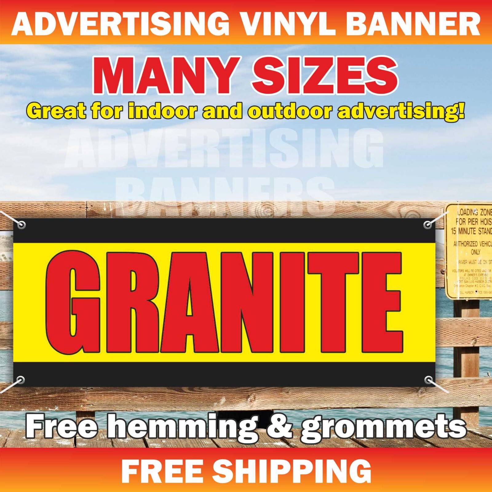 GRANITE Advertising Banner Vinyl Mesh Sign Tile Tools Shop Building