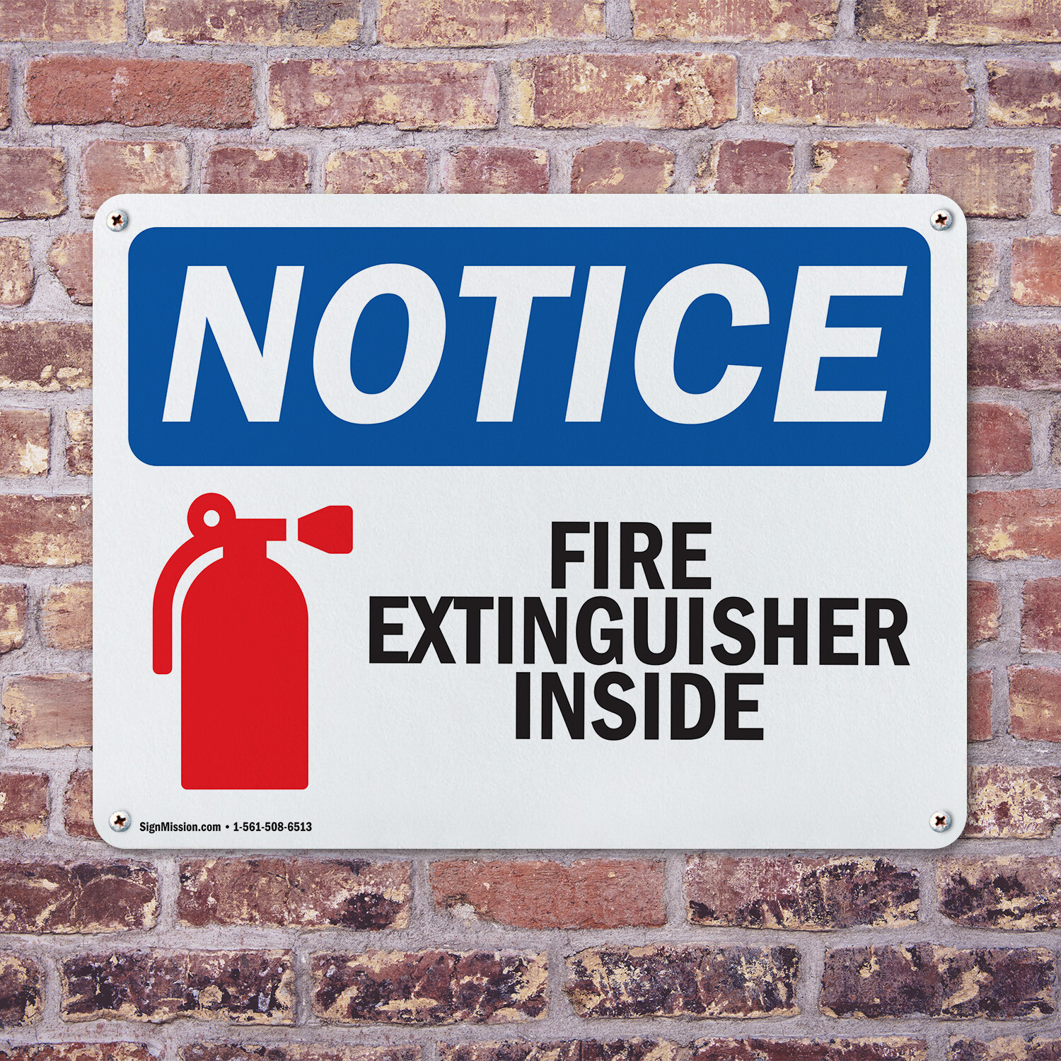 (2 Pack) Fire Extinguisher Inside OSHA Notice Sign Decal Metal Plastic
