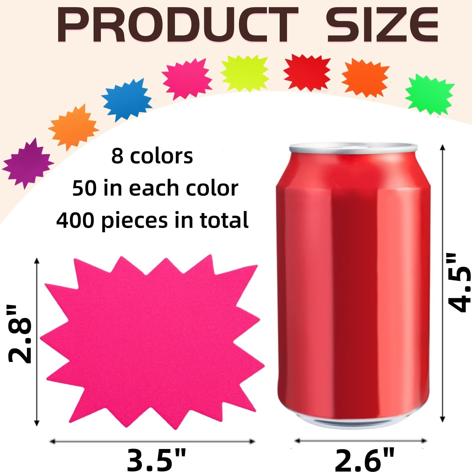 400 Pieces Burst Star Signs, 3.5 x 2.8 Inch Small Fluorescent Neon Signs with…